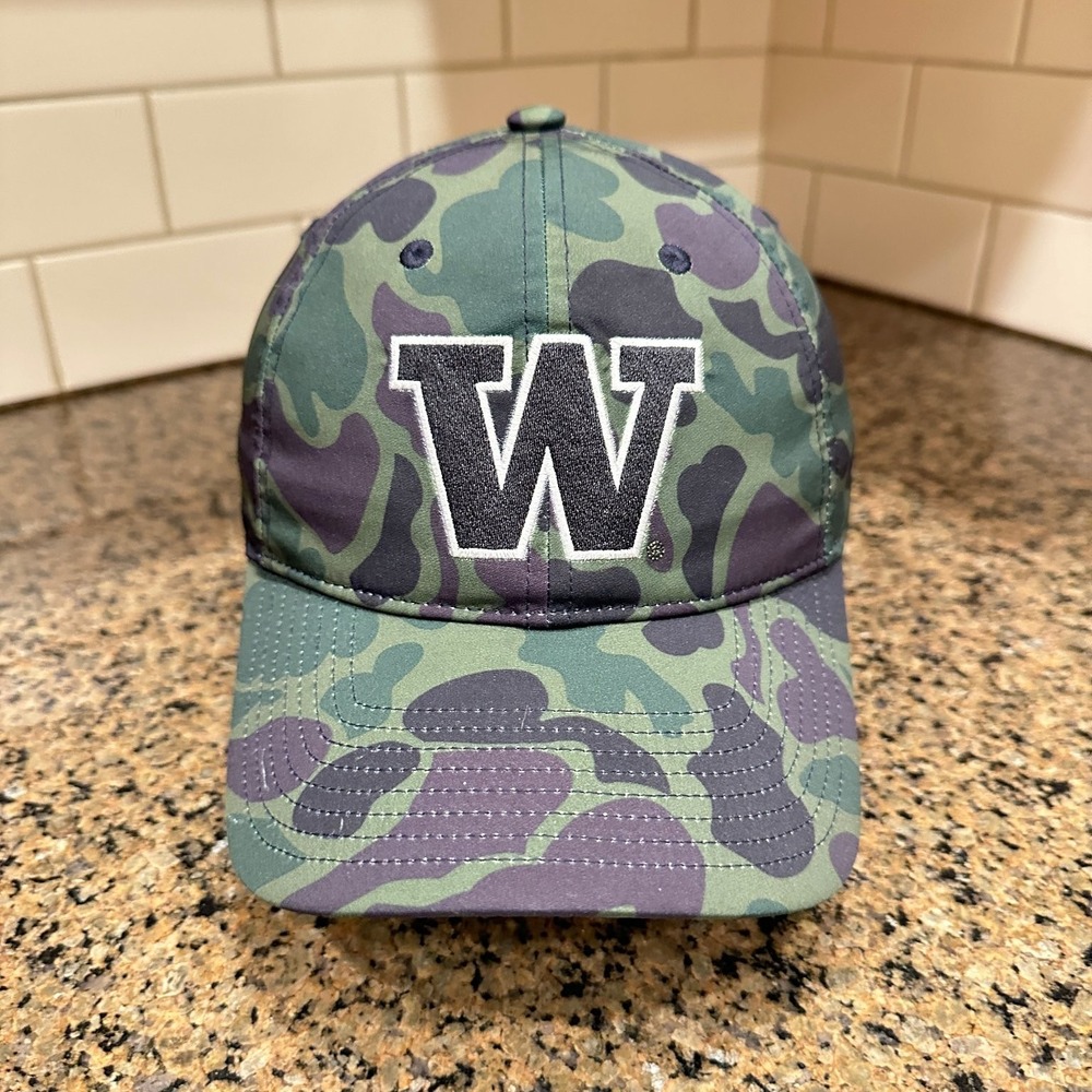 University of Washington Huskies Adidas Primegreen Hat Strap Back Green Camo